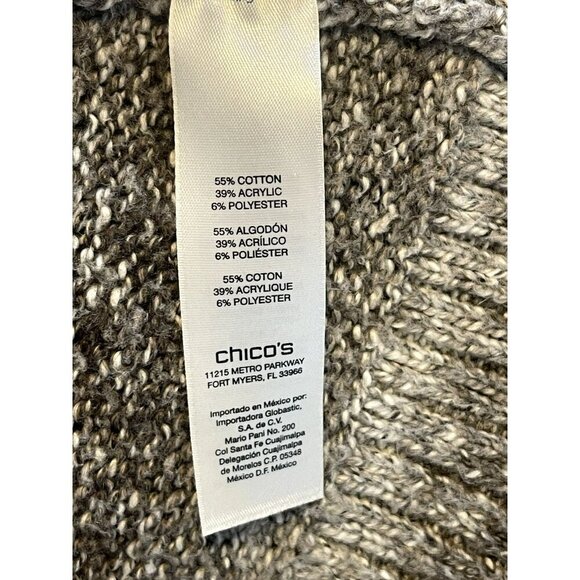 Chico's Ombre Knit Open front long Cardigan 1 tan/cream long sleeve collar soft - Picture 5 of 6